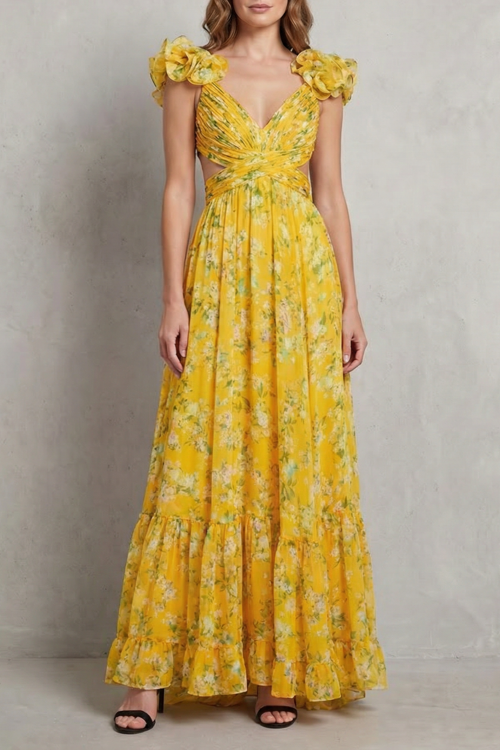 Florentia – Falbaniasta kwiatowa elegancja – Sukienka maxi