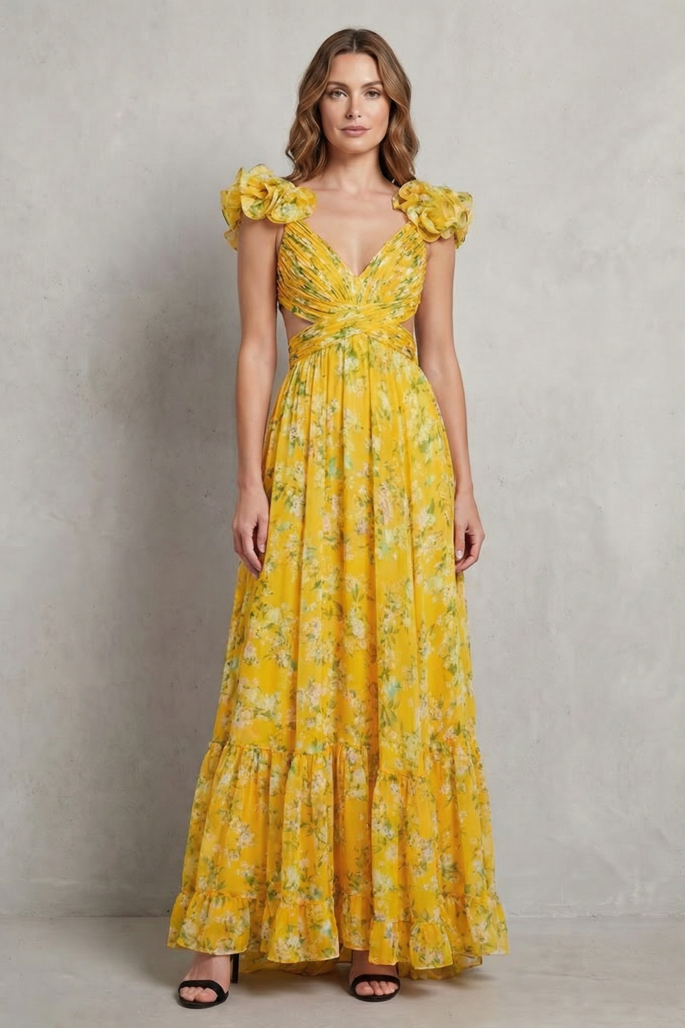 Florentia – Falbaniasta kwiatowa elegancja – Sukienka maxi