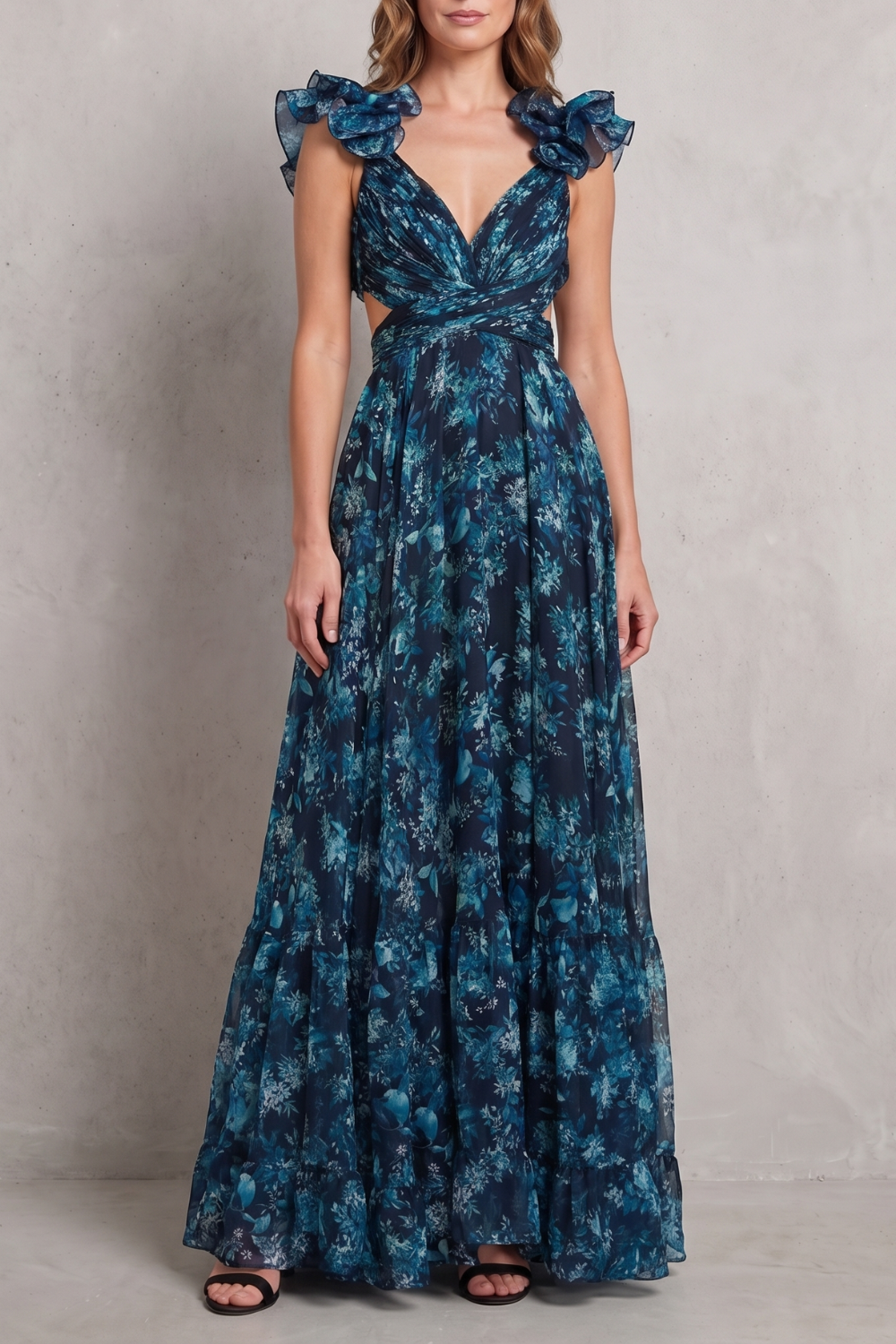Florentia – Falbaniasta kwiatowa elegancja – Sukienka maxi