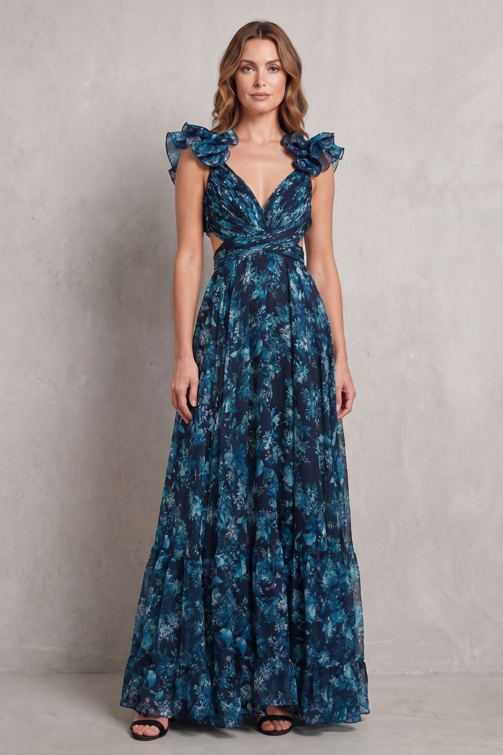 Florentia – Falbaniasta kwiatowa elegancja – Sukienka maxi
