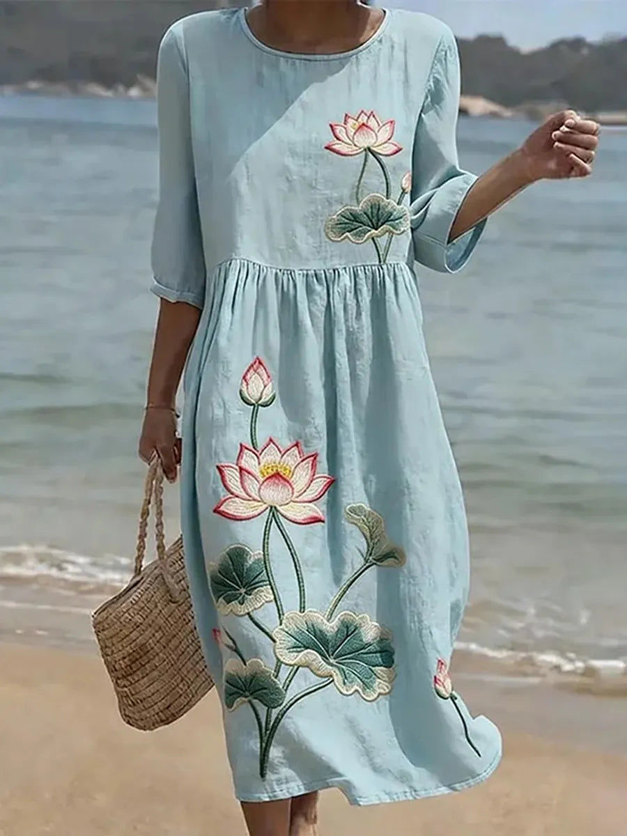 Sukienka casual dla kobiet z kwiatowym wzorem