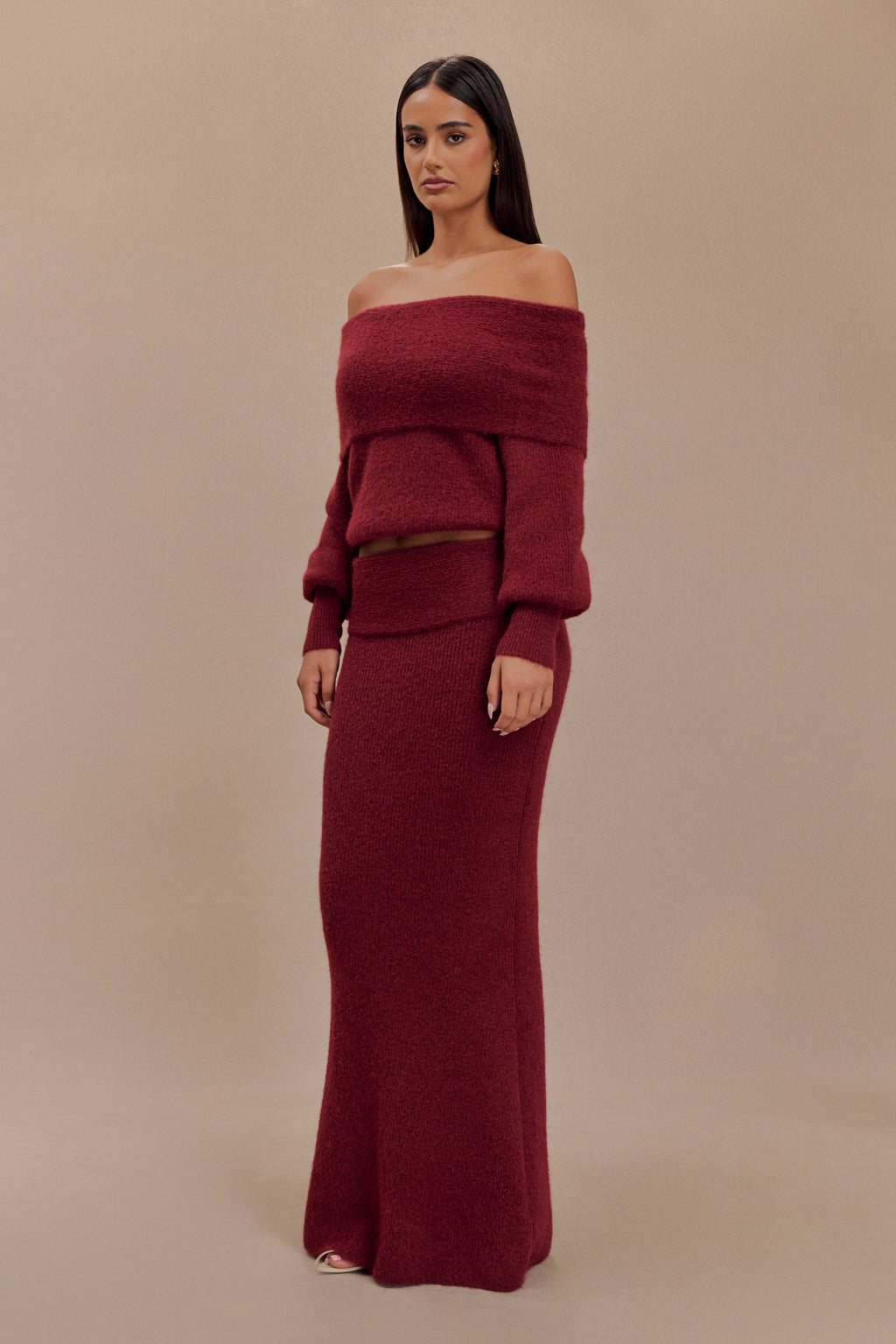 Maja Dzianinowy Zestaw Off-Shoulder
