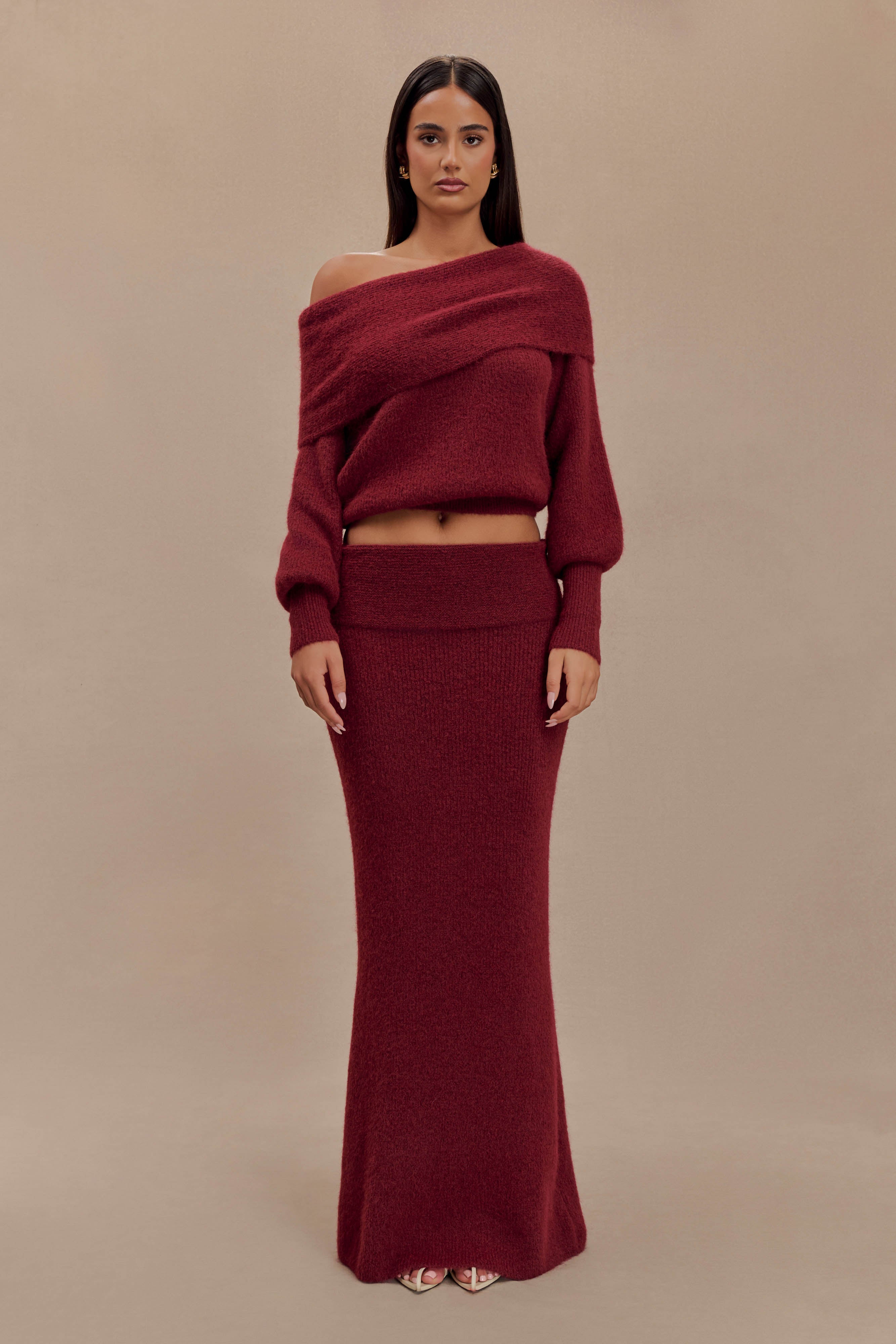 Maja Dzianinowy Zestaw Off-Shoulder
