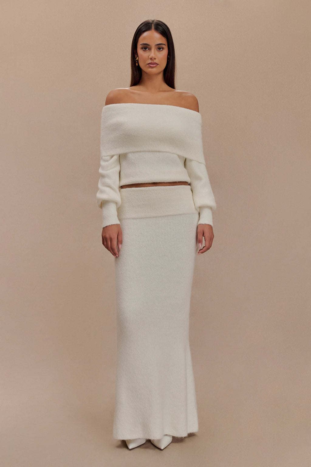 Maja Dzianinowy Zestaw Off-Shoulder