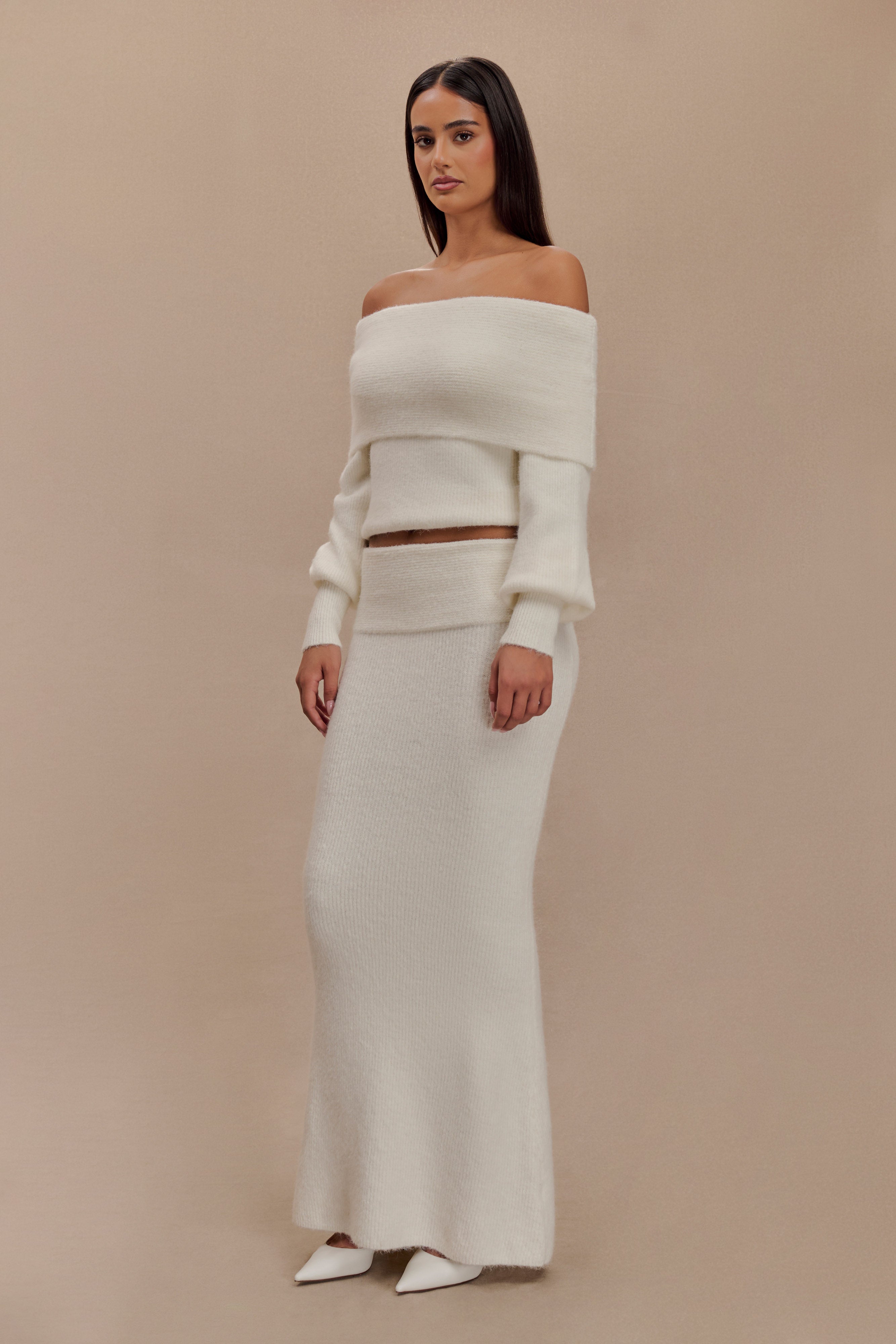 Maja Dzianinowy Zestaw Off-Shoulder