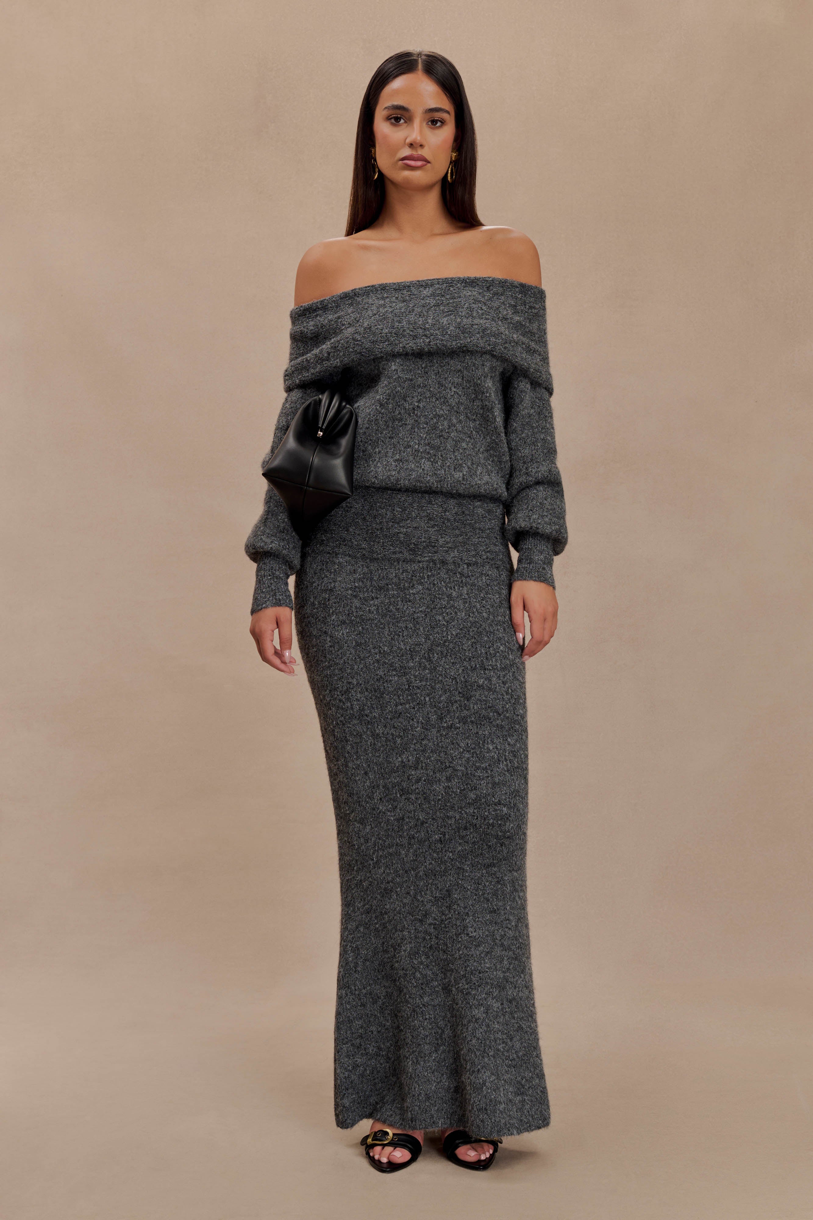 Maja Dzianinowy Zestaw Off-Shoulder