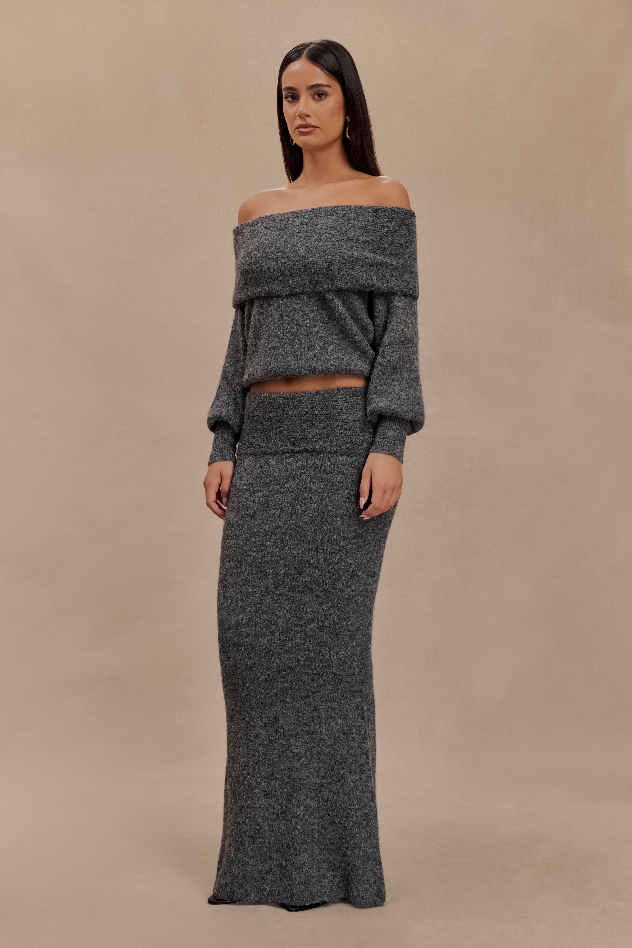 Maja Dzianinowy Zestaw Off-Shoulder