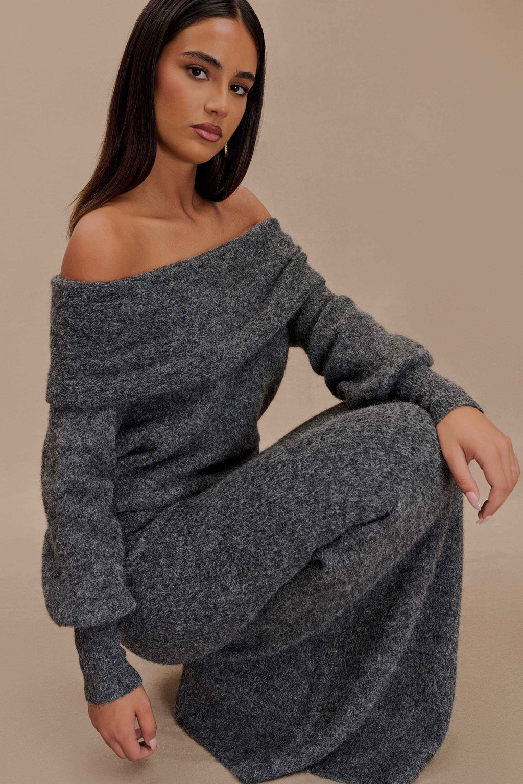 Maja Dzianinowy Zestaw Off-Shoulder
