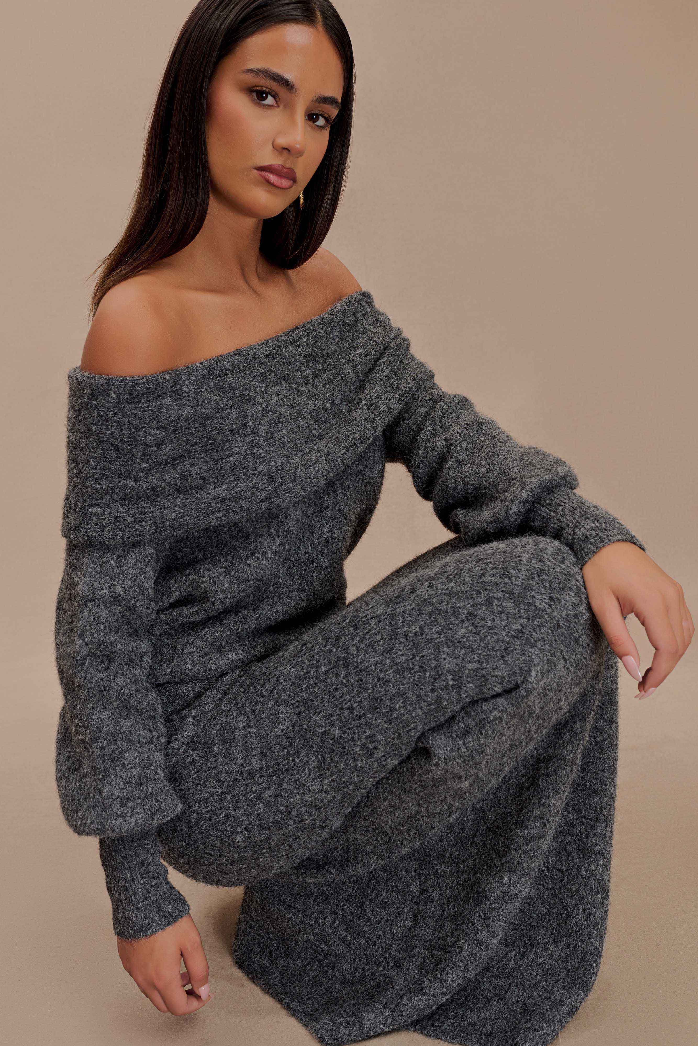 Maja Dzianinowy Zestaw Off-Shoulder