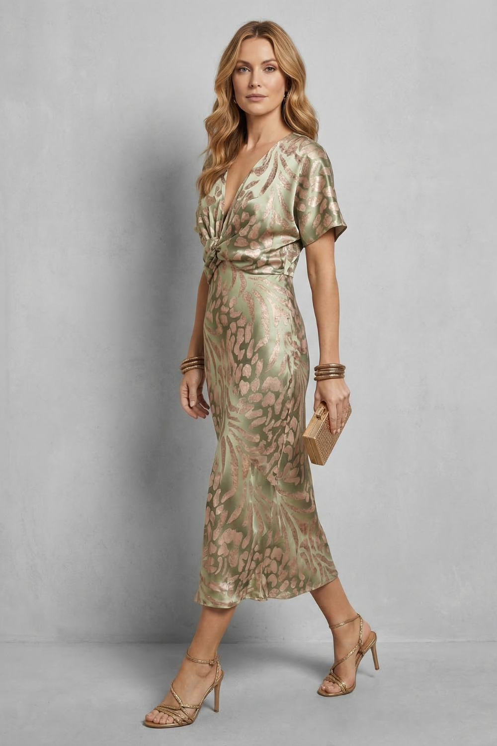Zarielle – Drapowana elegancja – Sukienka maxi z dekoltem w kształcie litery V