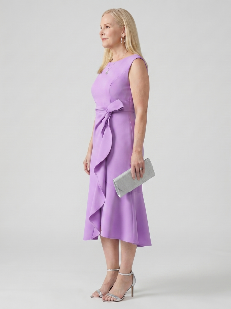 Voren | Prosta Midi Sukienka z Drape