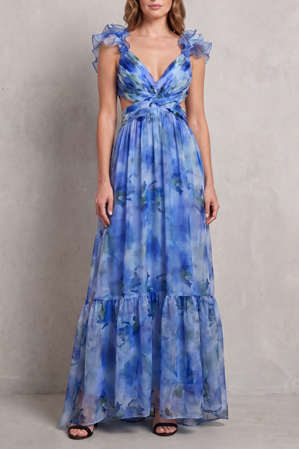 Florentia – Falbaniasta kwiatowa elegancja – Sukienka maxi