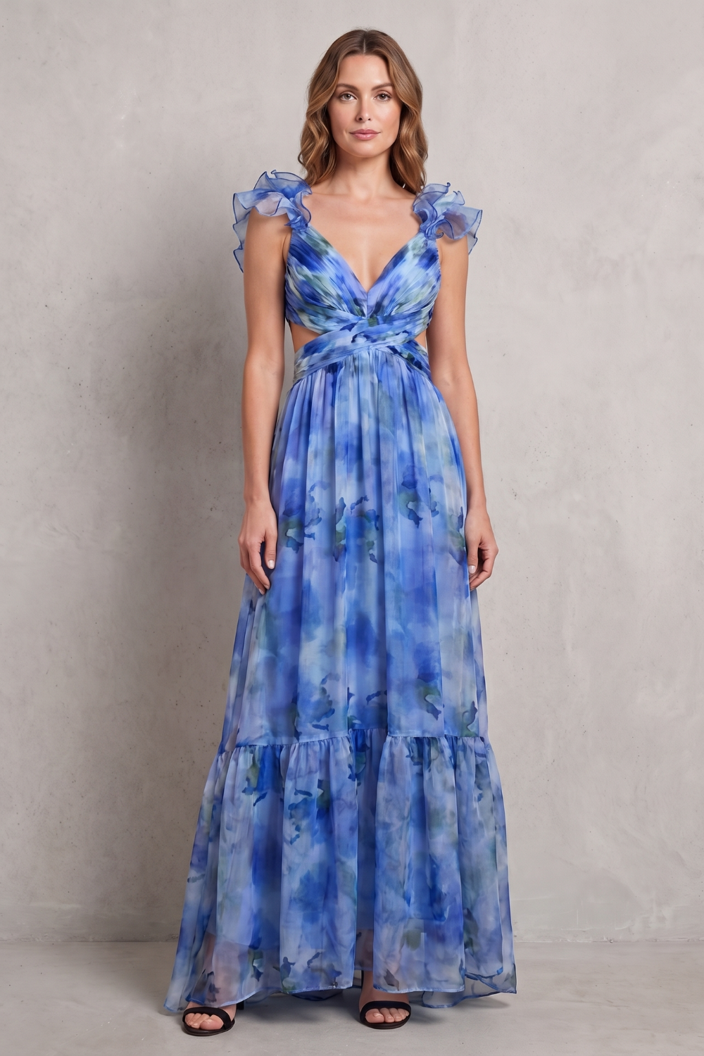 Florentia – Falbaniasta kwiatowa elegancja – Sukienka maxi
