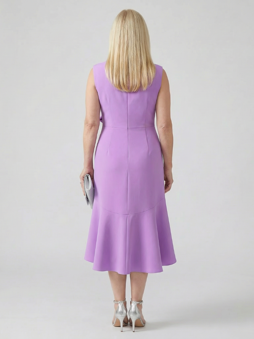 Voren | Prosta Midi Sukienka z Drape