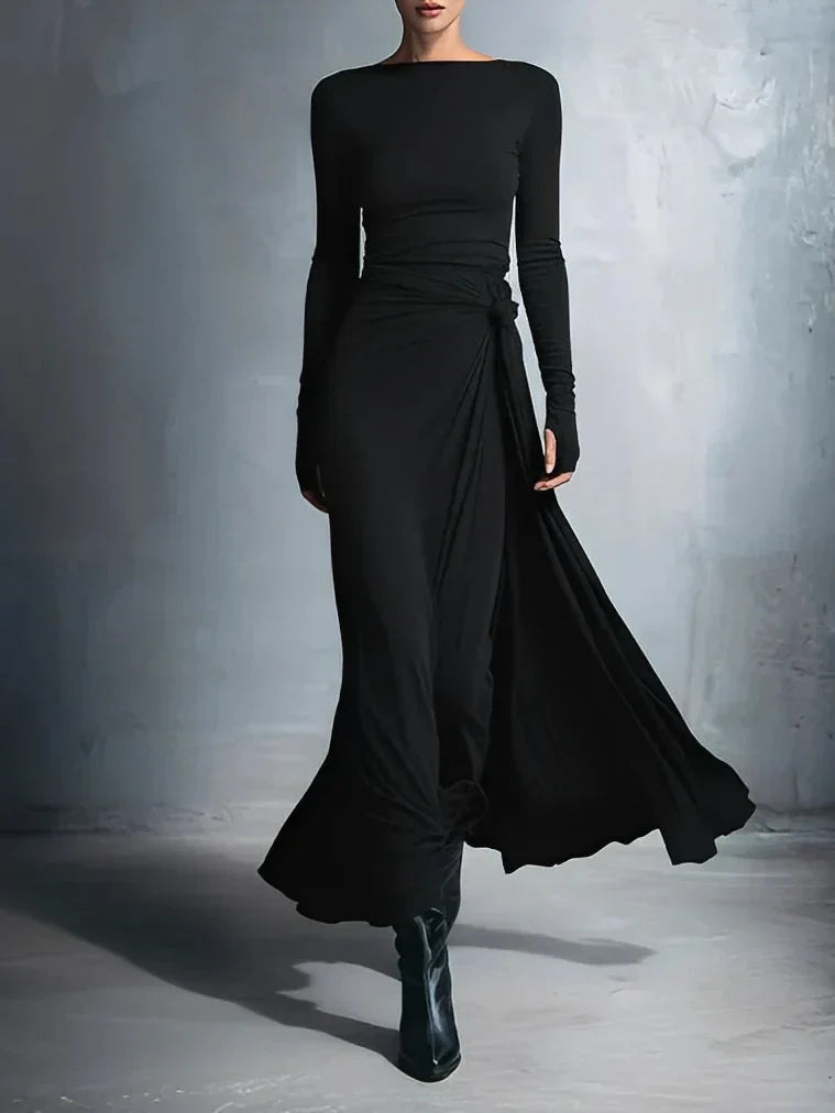 Elegancka Sukienka Maxi z Jersey z Węzłem