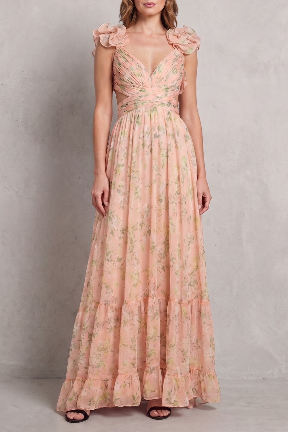 Florentia – Falbaniasta kwiatowa elegancja – Sukienka maxi