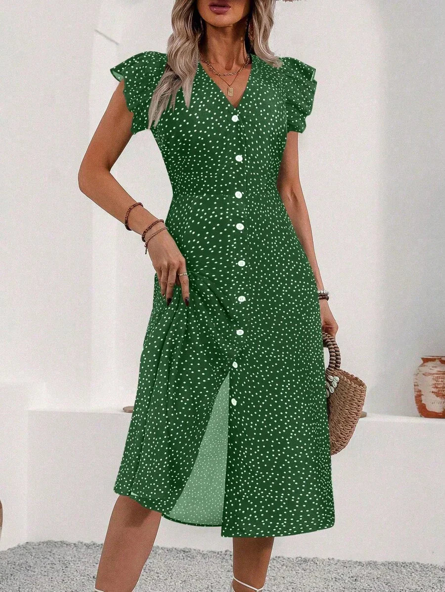 Adela | Klasyczna Sukienka z Groszkami dla Eleganckiej Kobiety