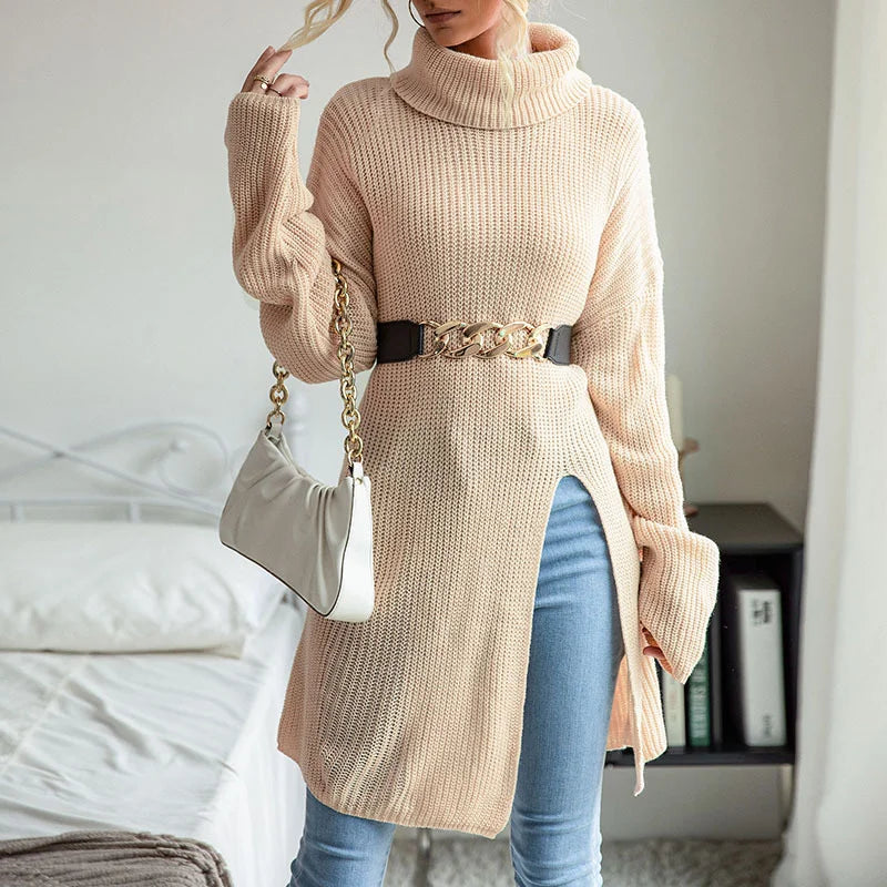 Adrienne | Damski sweter z golfem w stylu tuniki