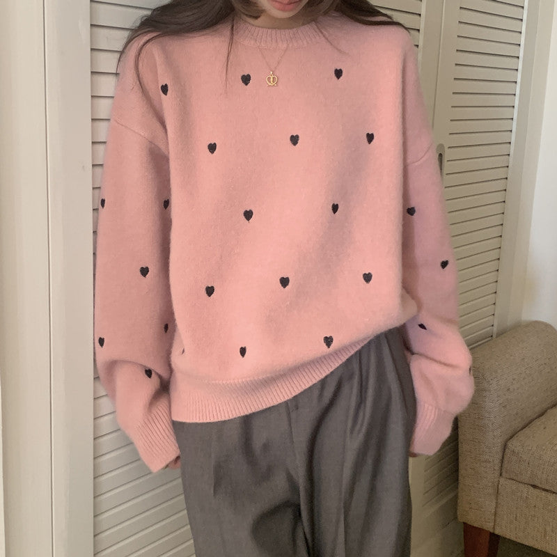 Amelia | Damski Sweter z Wzorem w Serca