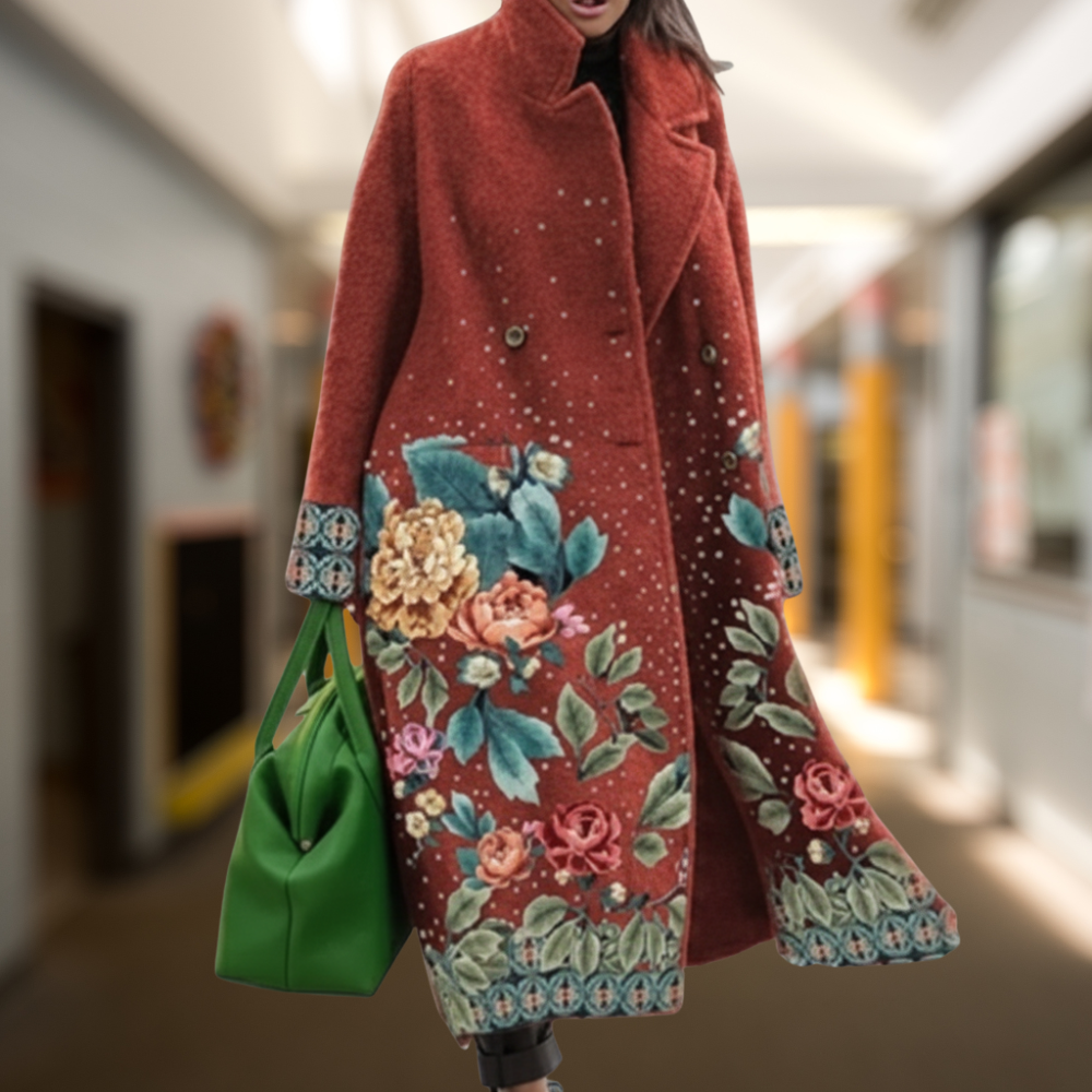 Aria | Elegancki Długi Płaszcz z Wełny w Żywych Kolorach