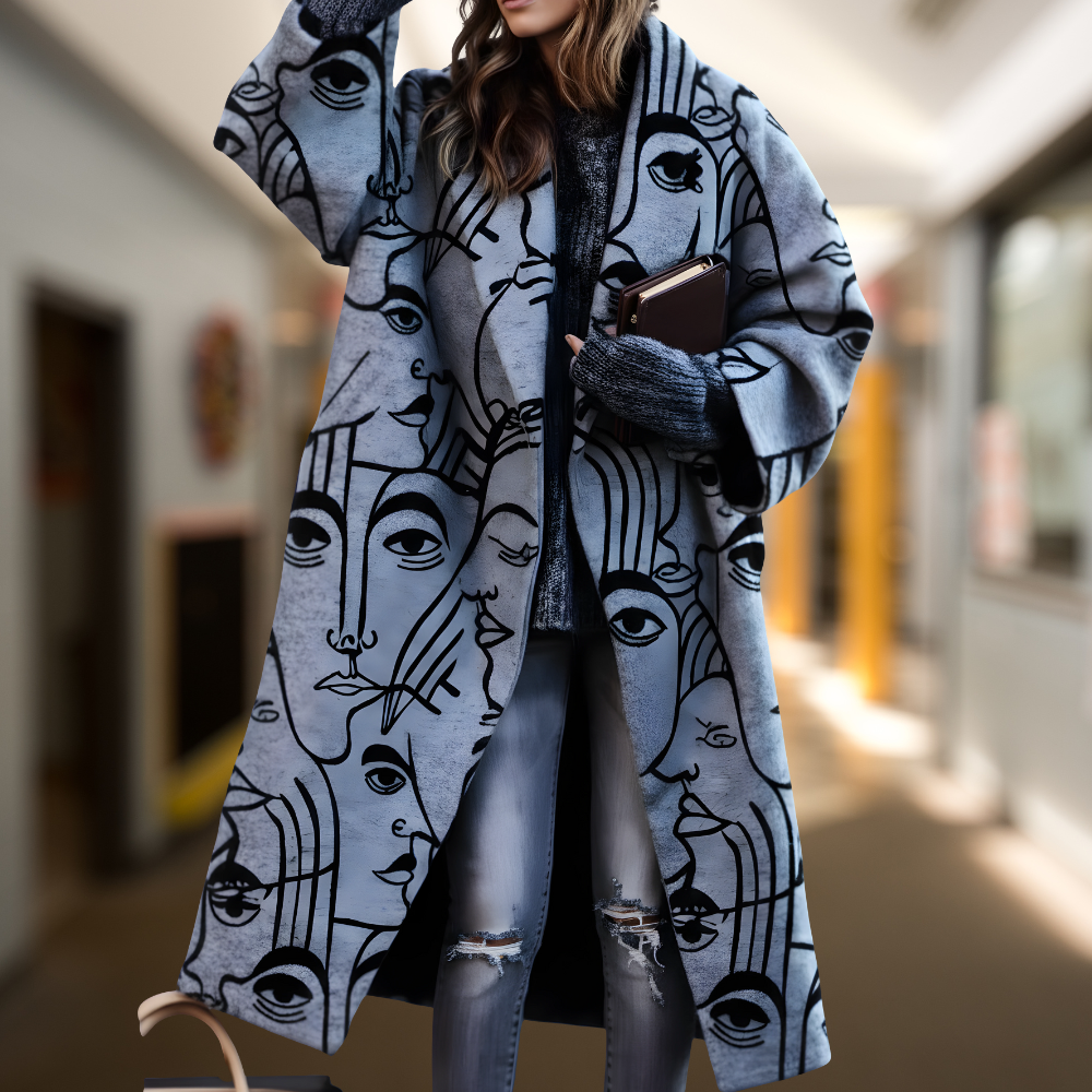 Aria | Elegancki Długi Płaszcz z Wełny w Żywych Kolorach