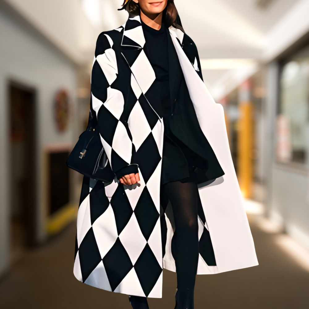 Aria | Elegancki Długi Płaszcz z Wełny w Żywych Kolorach