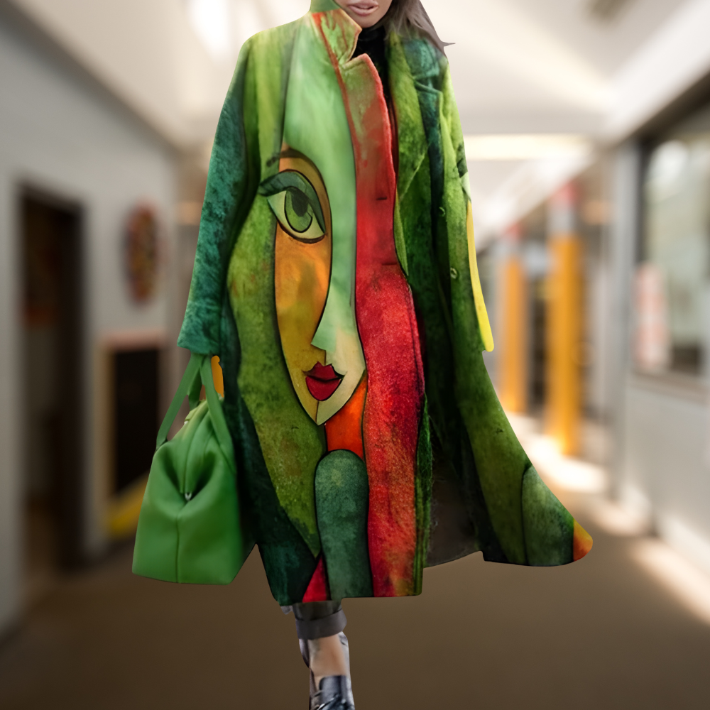 Aria | Elegancki Długi Płaszcz z Wełny w Żywych Kolorach