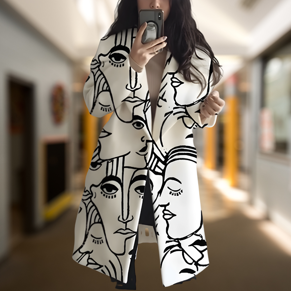 Aria | Elegancki Długi Płaszcz z Wełny w Żywych Kolorach