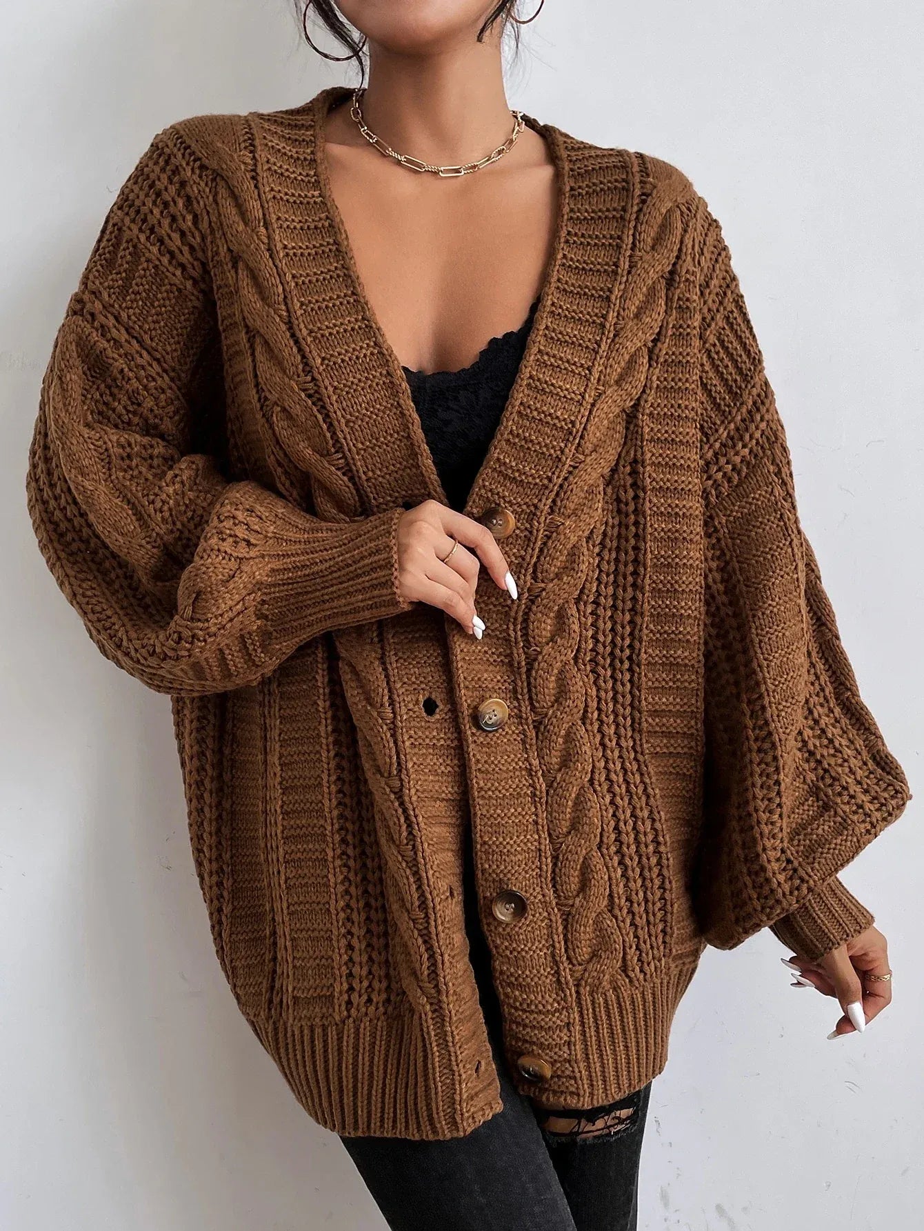 Aurelia | Damski Kardigan z Warkoczem Oversize