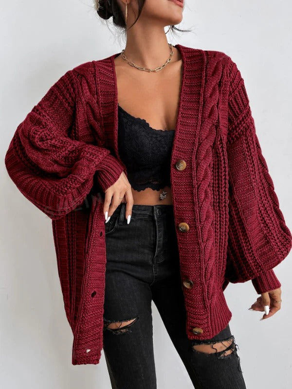 Aurelia | Damski Kardigan z Warkoczem Oversize