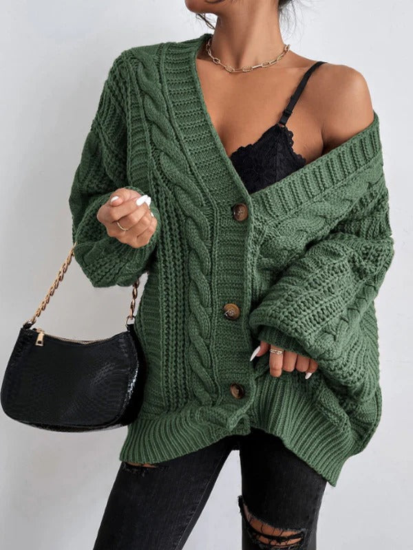 Aurelia | Damski Kardigan z Warkoczem Oversize