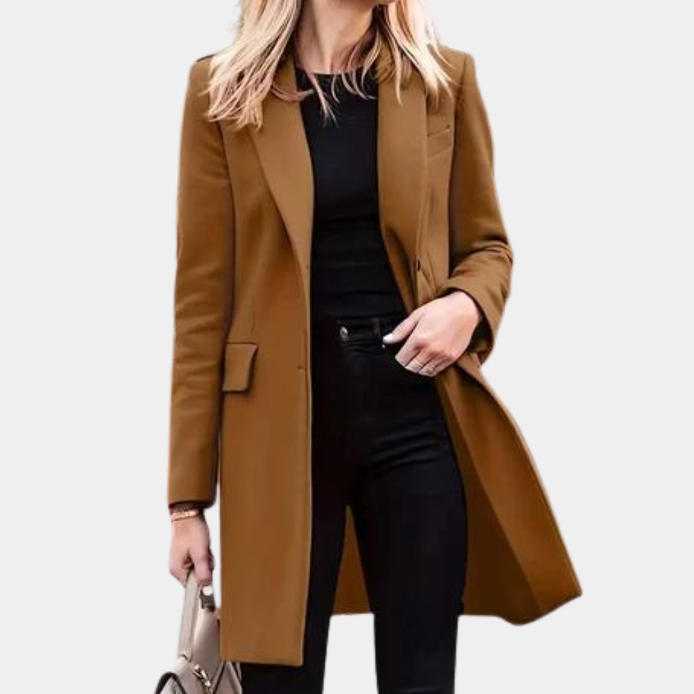 Ayla | kurtka zimowa damska nowoczesna stylowa czarna elegancka długa Chicveo