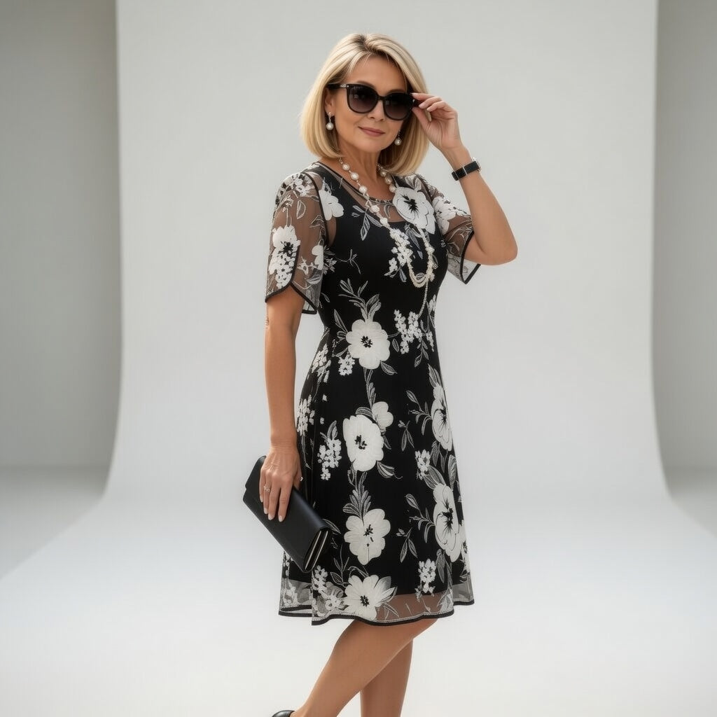 Sukienka midi z chiffonu w kwiaty — Naturalna i wyrafinowana elegancja
