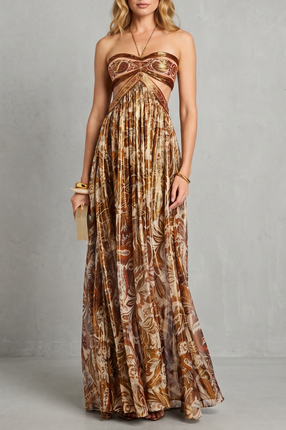 Bohemira – Halter w stylu paisley – Sukienka maxi