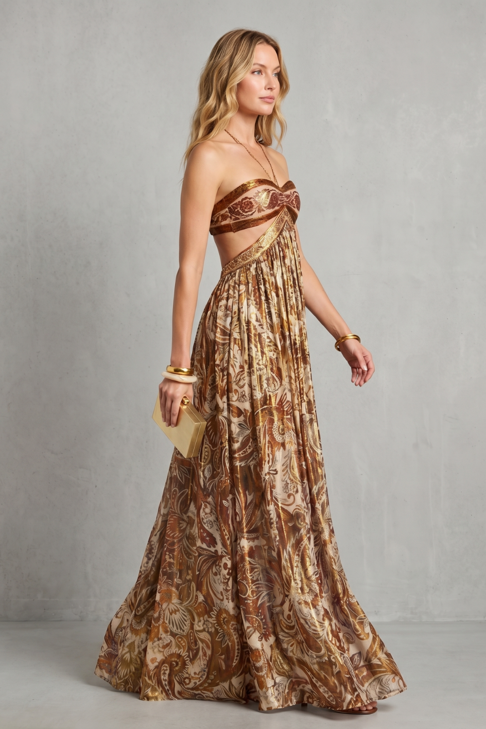 Bohemira – Halter w stylu paisley – Sukienka maxi