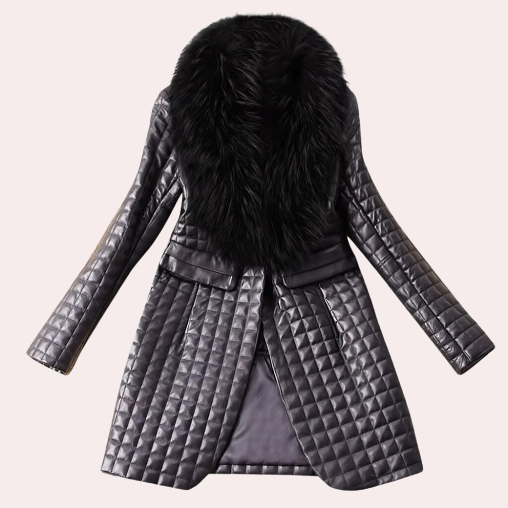 Brielle | kurtka zimowa damska elegancka szara długa wełniana Daniela Design Chicveo