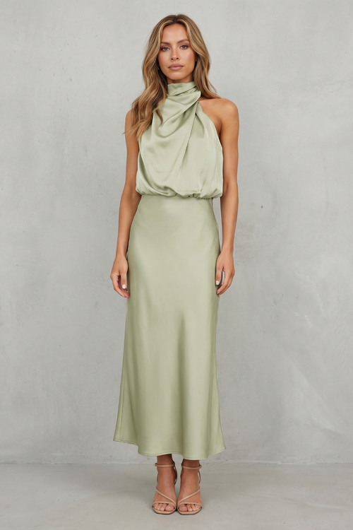Brionelle – Elegancja na szyi halter – Sukienka maxi