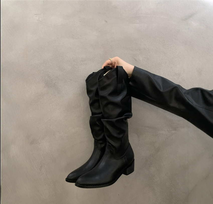 Brynn | Kobiece Kozaki Do Kolan - Luźny Cholewka Zakładana z Niskim Słupkiem