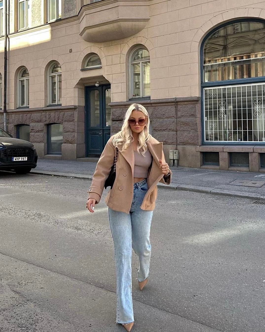 Camille | Płaszcz damski z podwójnym rzędem guzików z mieszanki wełny