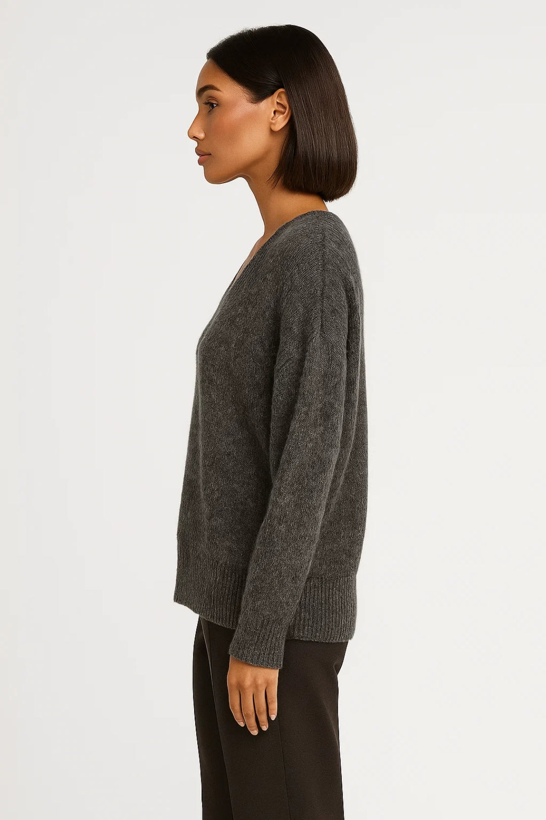 Cassia | Dzianinowy Sweter Damski | Dekolt w Serek z Luźnym Fasonem