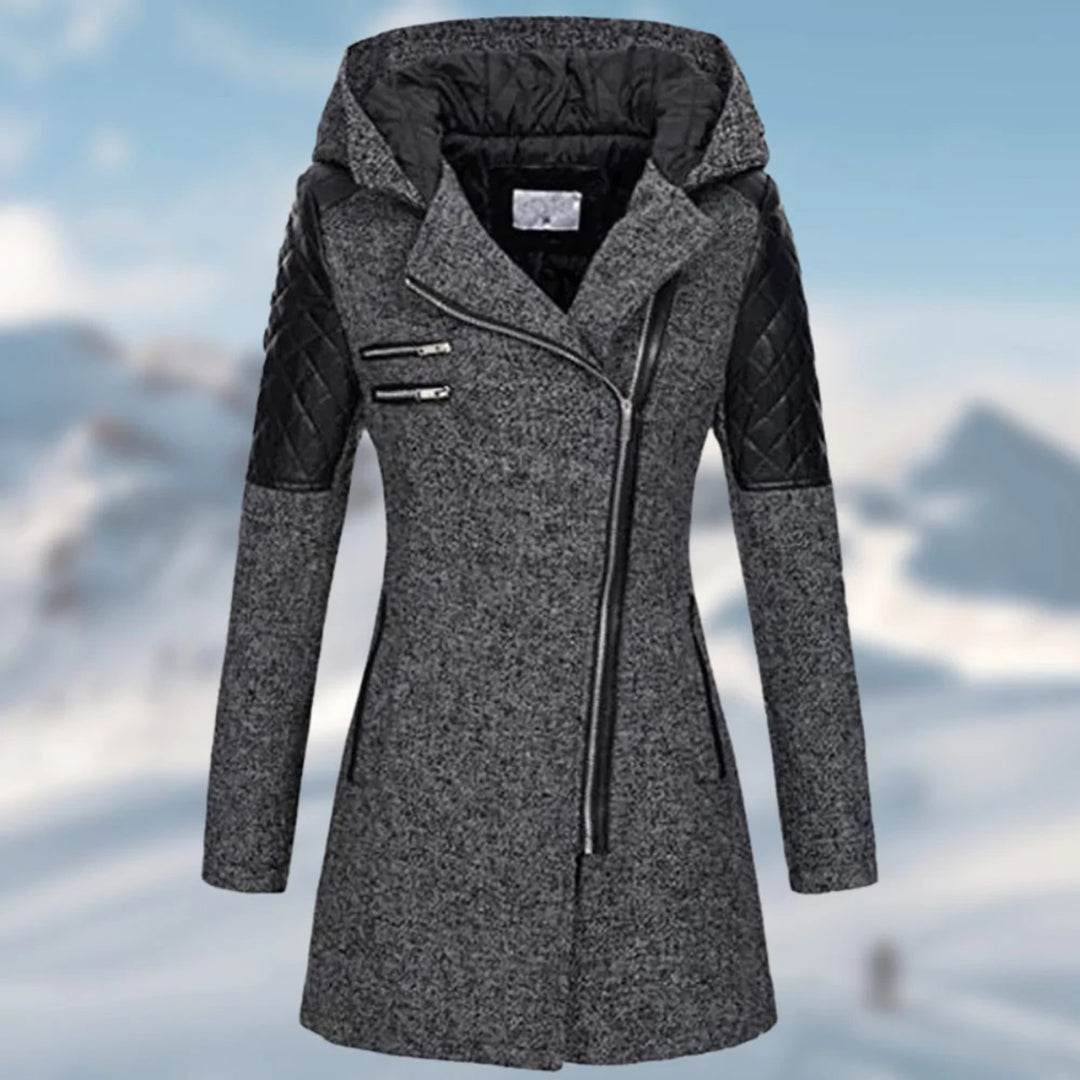 Celeste | kurtka zimowa damska długa stylowa z kapturem pikowana elegancka Chicveo