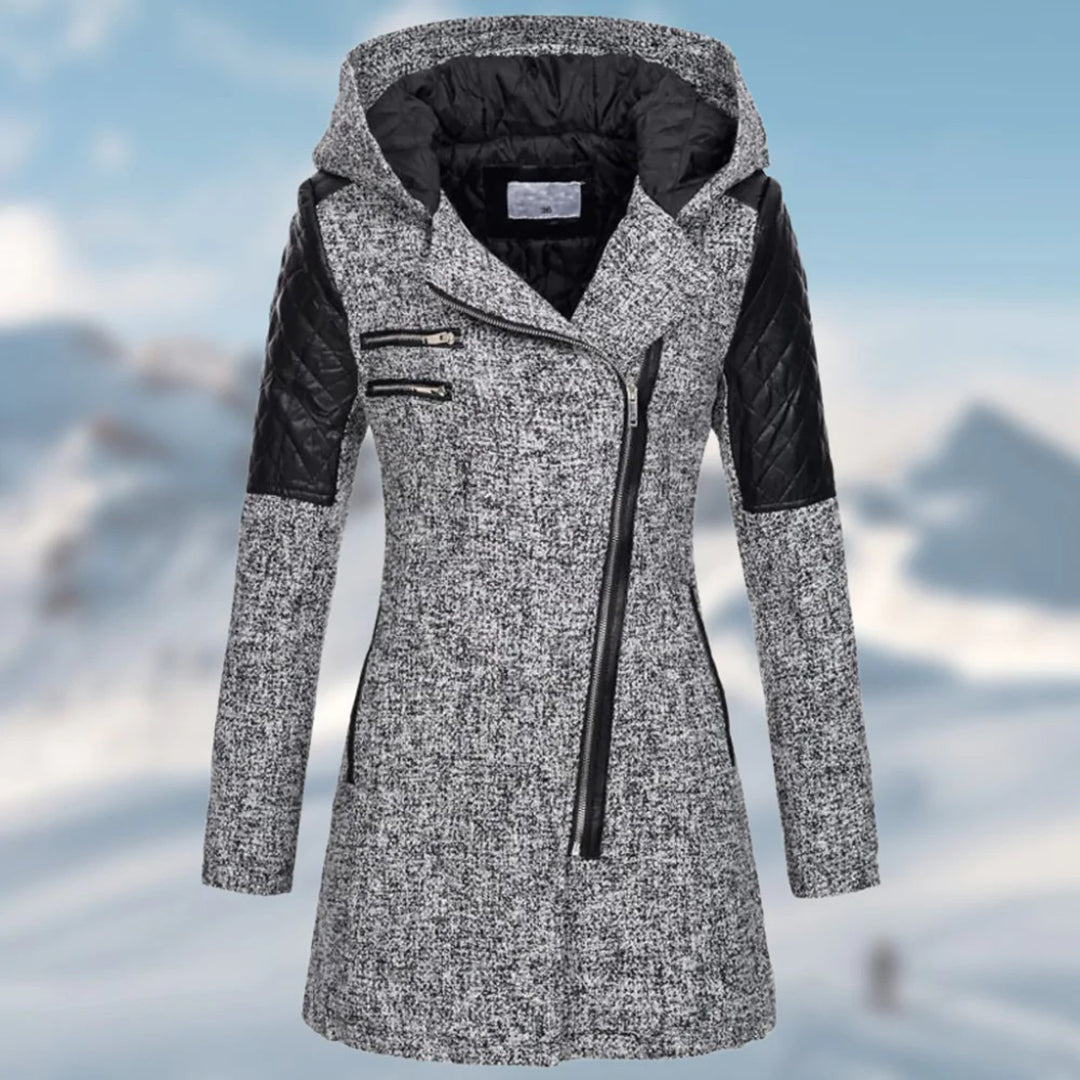 Celeste | kurtka zimowa damska długa stylowa z kapturem pikowana elegancka Chicveo
