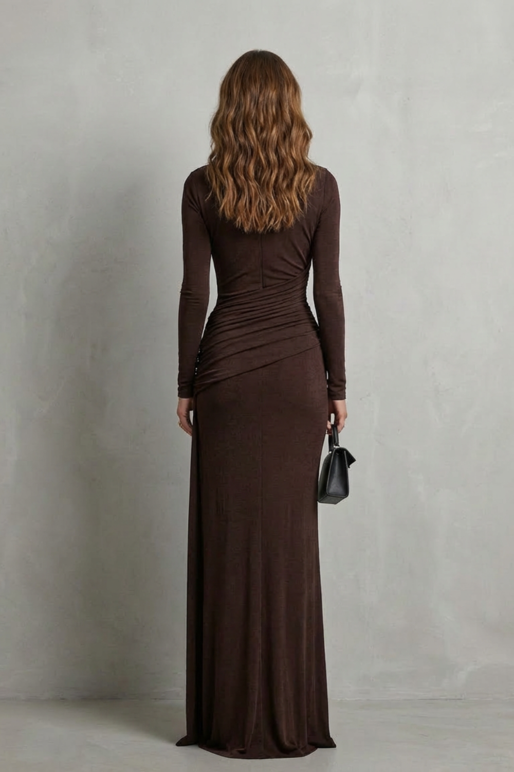Celeste – Maxi Sukienka z Drapowaniami i Faldami – Elegancka Sylwetka