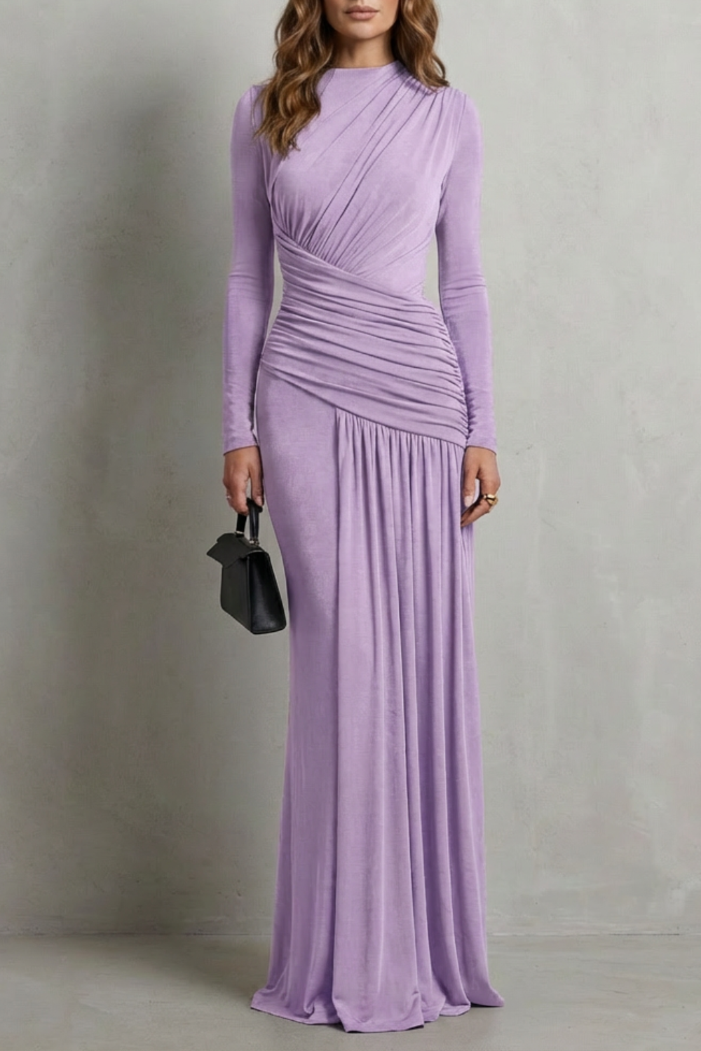 Celeste – Maxi Sukienka z Drapowaniami i Faldami – Elegancka Sylwetka