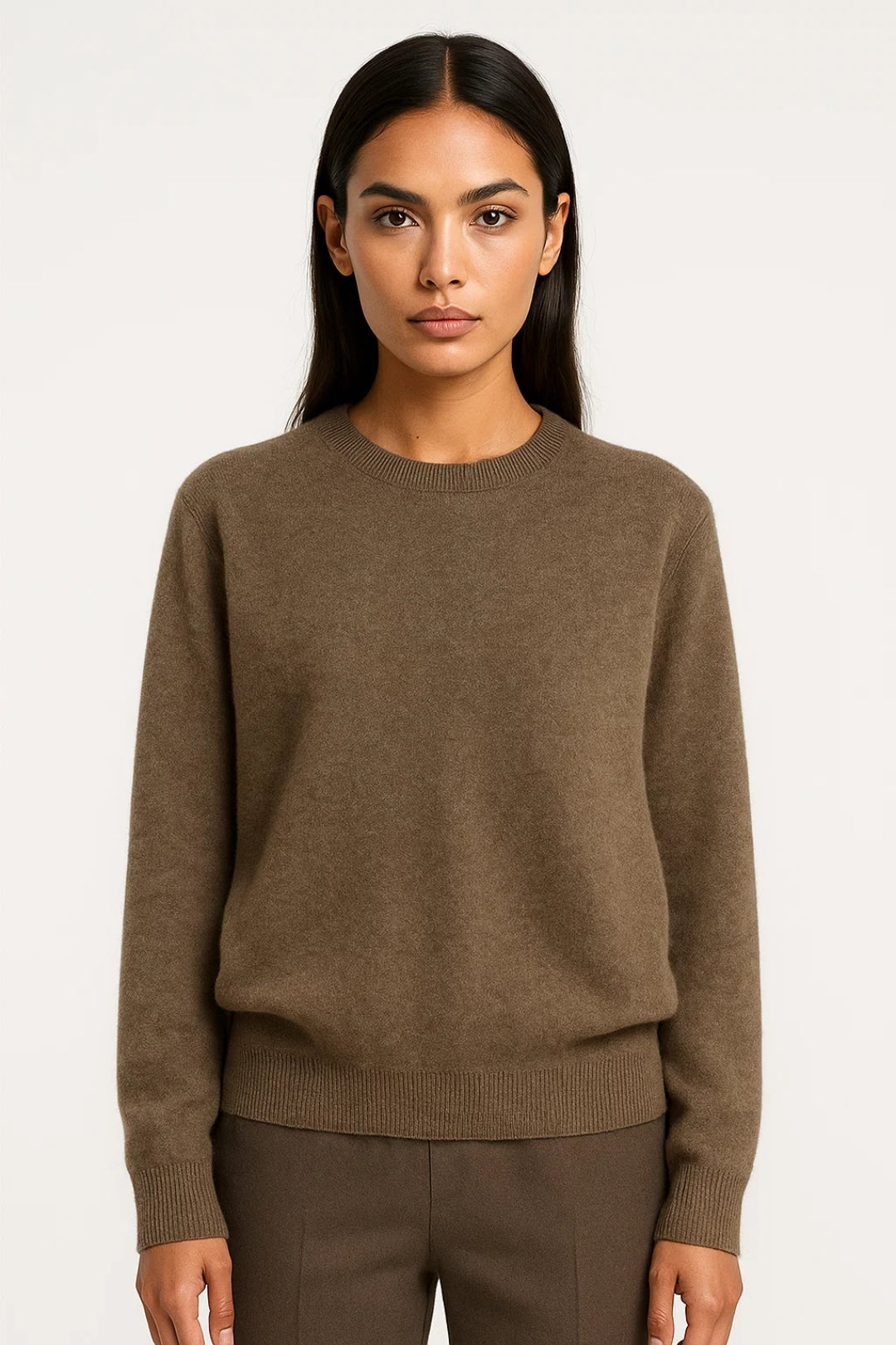 Chiara | Damski Sweter, Okrągły Dekolt i Żebrowane Wykończenia