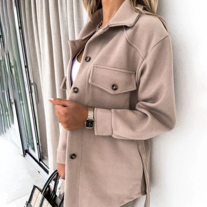 Clarisse | Damska Oversized Koszula Kurtka z Guzikami