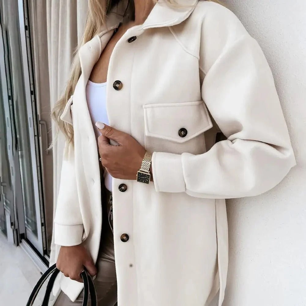 Clarisse | Damska Oversized Koszula Kurtka z Guzikami