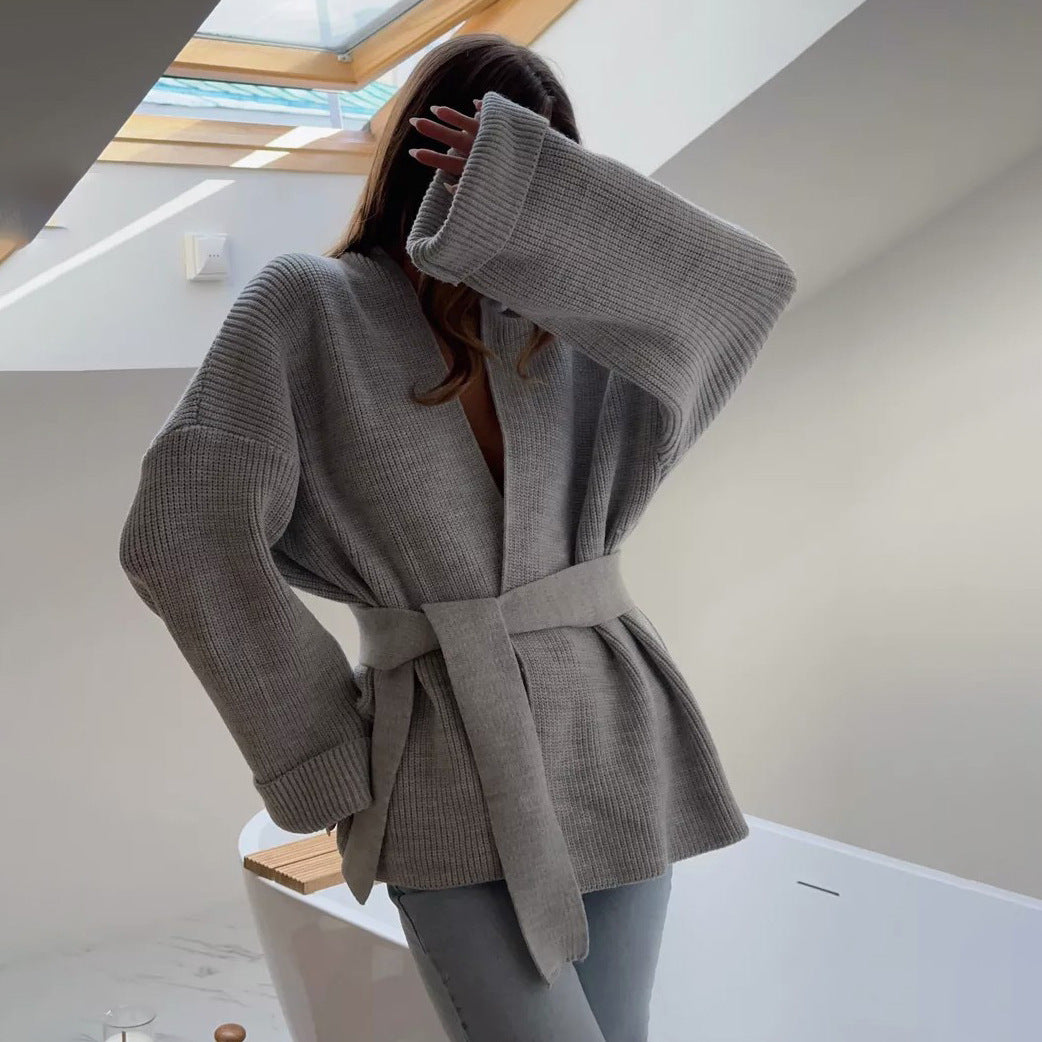 Clarisse | Damski Sweter Kardigan z Paskiem