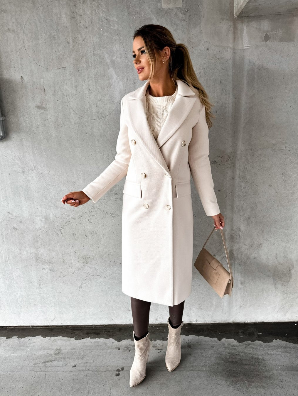 Claudine | Elegancki Długi Płaszcz Zimowy