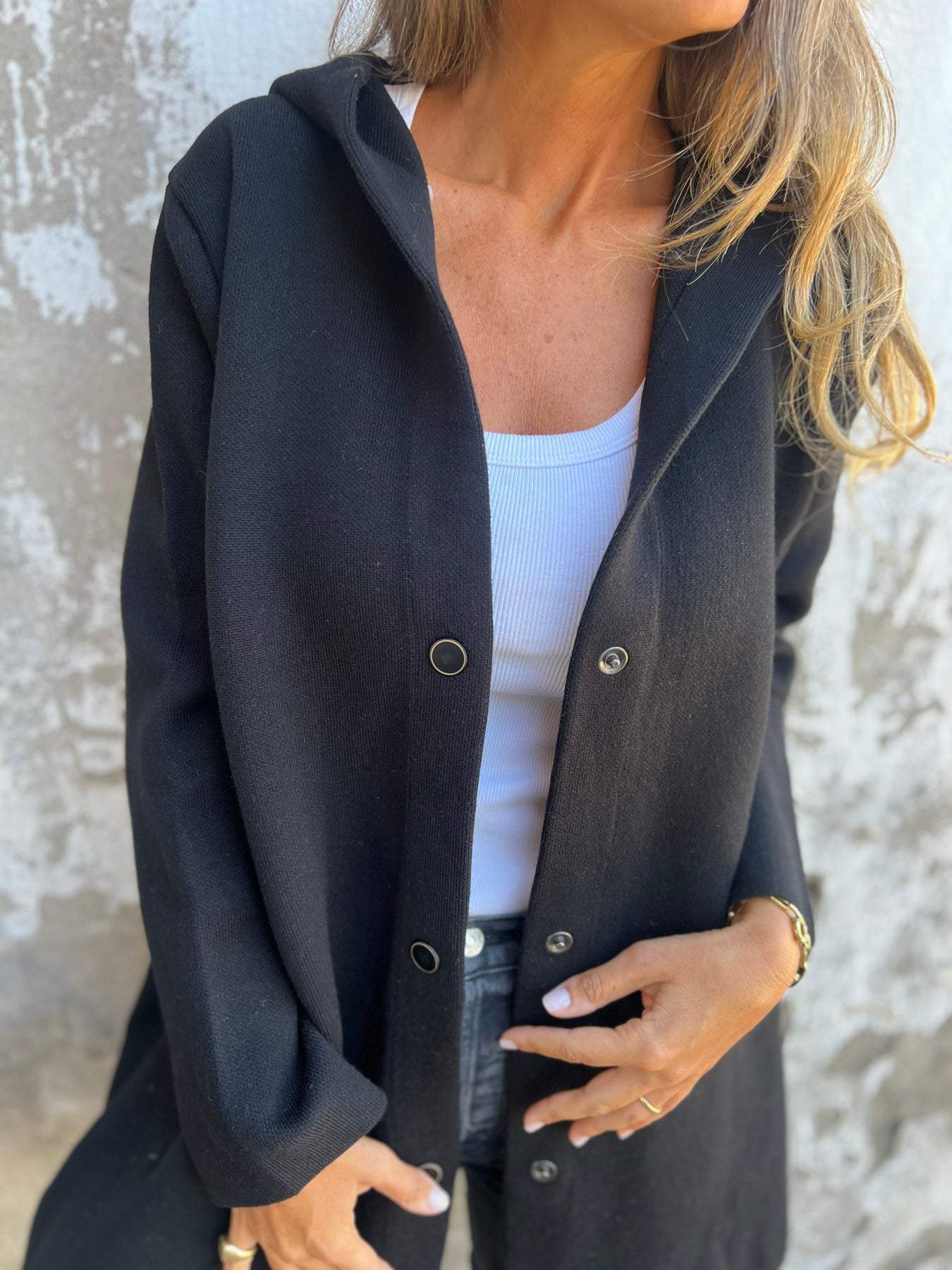 Clio | kurtka zimowa damska elegancka bawełniana z kapturem stylowa długa Chicveo